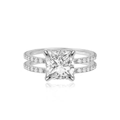 Double Pave Band Lab Engagement Ring