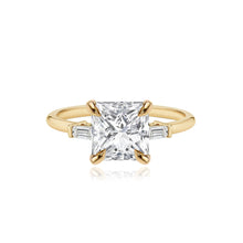 Load image into Gallery viewer, Large Diamond Gold Emerald Side Stones Engagement Ring
