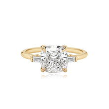 Load image into Gallery viewer, Large Diamond Gold Emerald Side Stones Engagement Ring
