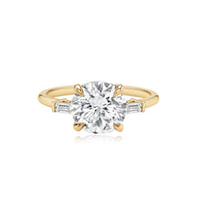 Load image into Gallery viewer, Large Diamond Gold Emerald Side Stones Engagement Ring
