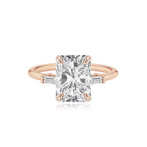 Large Diamond Gold Emerald Side Stones Engagement Ring
