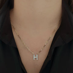 Large Diamond Initial Necklace