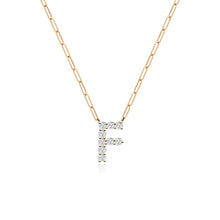 Load image into Gallery viewer, Large Diamond Paperclip Initial Necklace
