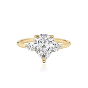 Diamond Gold Pear Side Stones Engagement Ring