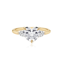 Load image into Gallery viewer, Large Diamond Gold Pear Side Stones Engagement Ring
