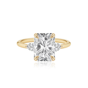 Large Diamond Gold Pear Side Stones Engagement Ring