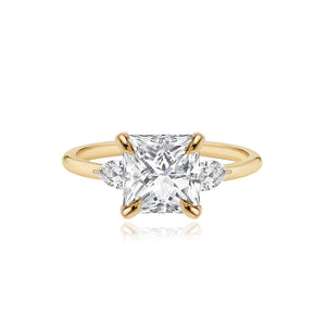 Diamond Gold Pear Side Stones Engagement Ring