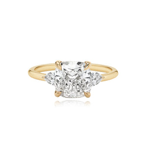 Large Diamond Gold Pear Side Stones Engagement Ring