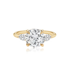 Diamond Gold Pear Side Stones Engagement Ring