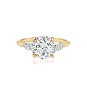 Diamond Gold Pear Side Stones Engagement Ring