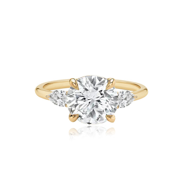 Diamond Gold Pear Side Stones Engagement Ring