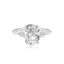 Load image into Gallery viewer, Large Diamond Gold Pear Side Stones Engagement Ring
