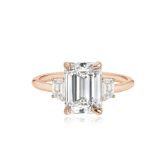 Diamond Trapezoid Side Stones Engagement Ring