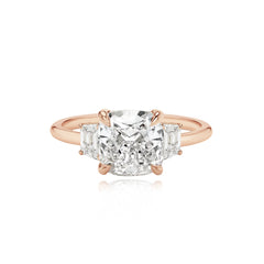 Diamond Trapezoid Side Stones Engagement Ring