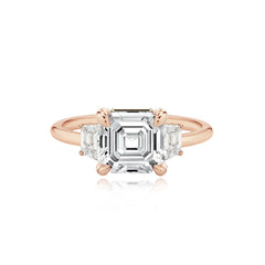 Diamond Trapezoid Side Stones Engagement Ring