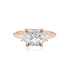 Diamond Trapezoid Side Stones Engagement Ring