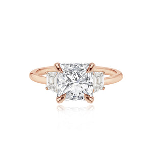 Diamond Trapezoid Side Stones Gold Band Engagement Ring