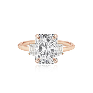 Diamond Trapezoid Side Stones Gold Band Engagement Ring