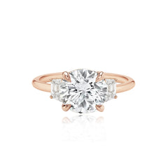 Diamond Trapezoid Side Stones Engagement Ring