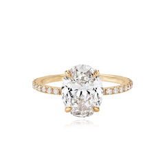 Large Diamond Shape Engagement Pave Ring