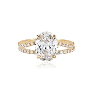 Large Diamond Pave Split Shank Engagement Ring
