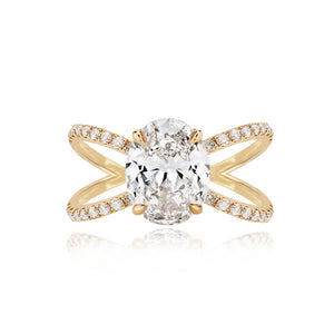 Diamond Reverse Split Shank Pave Band Engagement Ring