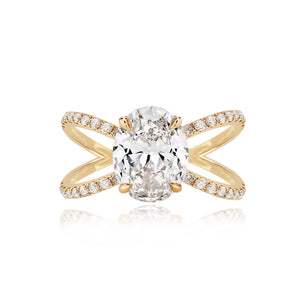Diamond Reverse Split Shank Pave Band Engagement Ring