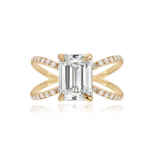 Diamond Reverse Split Shank Pave Band Engagement Ring