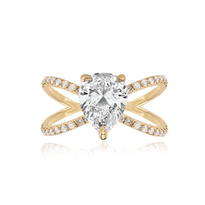 Diamond Reverse Split Shank Pave Band Engagement Ring