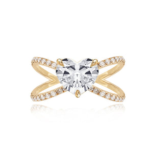 Diamond Reverse Split Shank Pave Band Engagement Ring