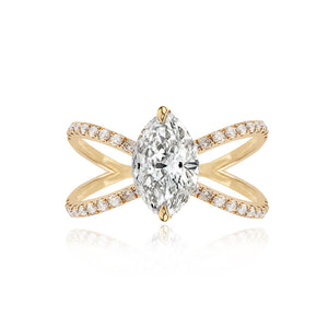 Diamond Reverse Split Shank Pave Band Engagement Ring