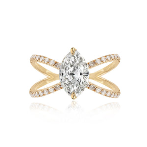 Diamond Reverse Split Shank Pave Band Engagement Ring