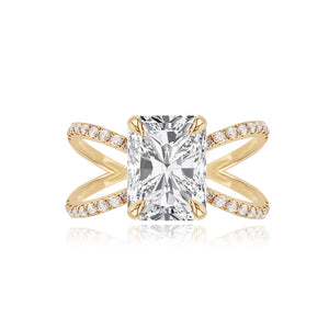 Diamond Reverse Split Shank Pave Band Engagement Ring