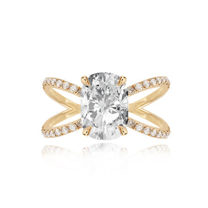 Diamond Reverse Split Shank Pave Band Engagement Ring