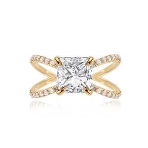 Diamond Reverse Split Shank Pave Band Engagement Ring