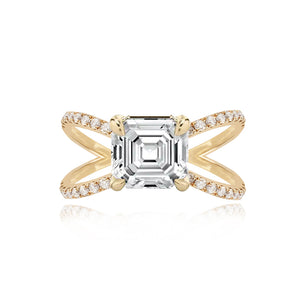 Diamond Reverse Split Shank Pave Band Engagement Ring