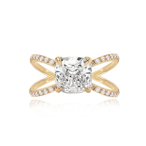 Diamond Reverse Split Shank Pave Band Engagement Ring