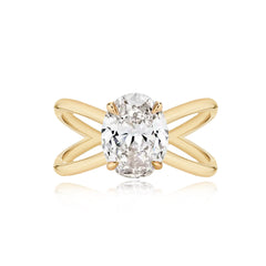 Gold Reverse Split Shank Lab Engagement Ring