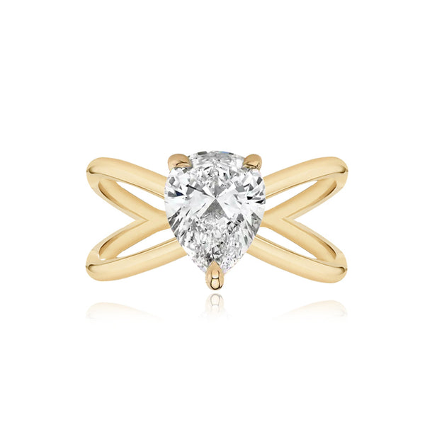 Gold Reverse Split Shank Lab Engagement Ring