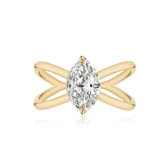 Gold Reverse Split Shank Lab Engagement Ring