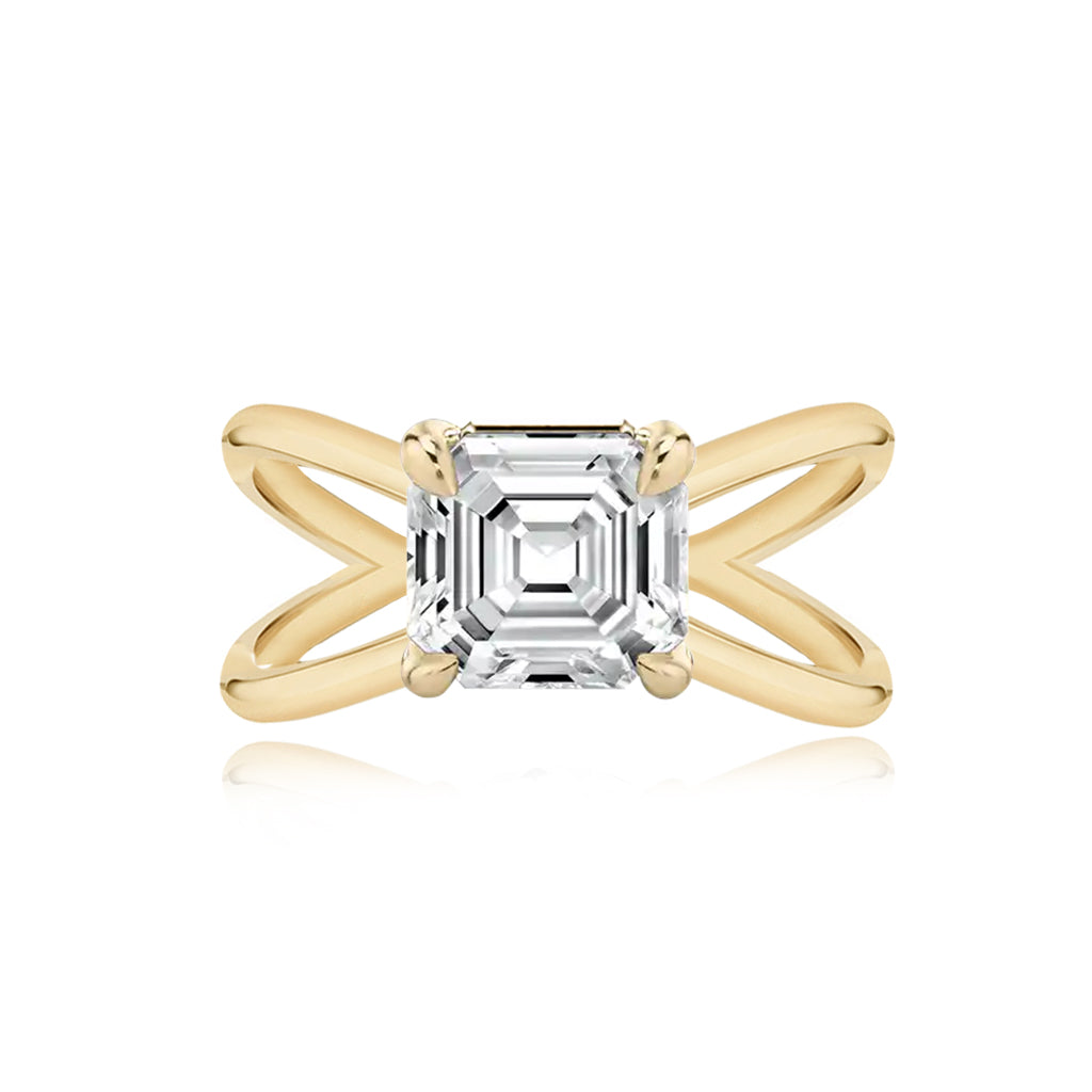 Diamond Reverse Gold Split Shank Engagement Ring