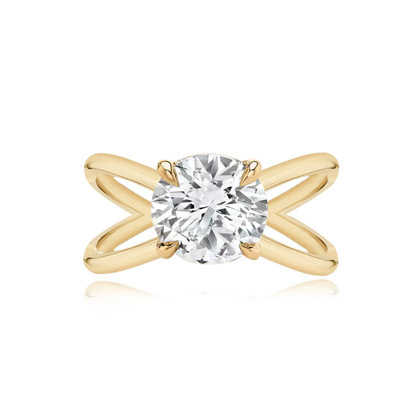 Diamond Reverse Gold Split Shank Engagement Ring