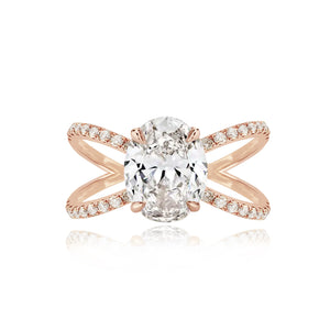 Diamond Reverse Split Shank Pave Band Engagement Ring