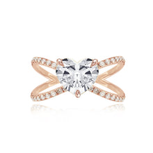 Load image into Gallery viewer, Large Diamond Reverse Gold Split Shank Pave Engagement Ring
