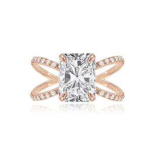 Diamond Reverse Split Shank Pave Band Engagement Ring