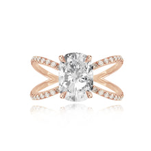 Load image into Gallery viewer, Large Diamond Reverse Gold Split Shank Pave Engagement Ring
