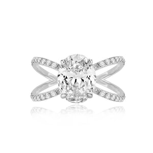 Diamond Reverse Split Shank Pave Band Engagement Ring