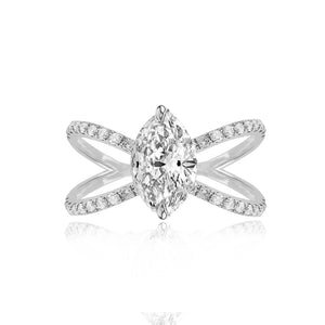 Diamond Reverse Split Shank Pave Band Engagement Ring