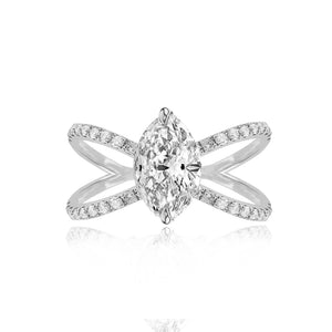 Diamond Reverse Split Shank Pave Band Engagement Ring