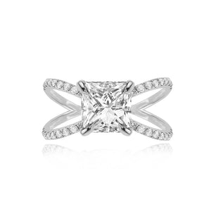 Diamond Reverse Split Shank Pave Band Engagement Ring